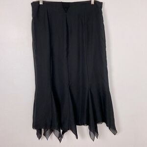 Vintage Black Whimsigoth Fairy Witchy Midi‎ Skirt Sheer Lined 90’s Size 10